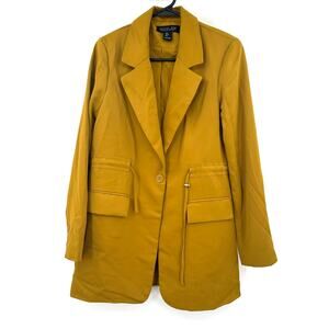 Rachel Zoe‎ Size Small Long Line Coat Jacket Anorak Style Yellow Gold Pockets